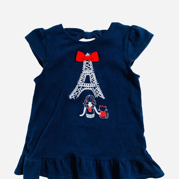Gymboree 5T Cap Sleeve Dress Eifel Tower Girl Cat
